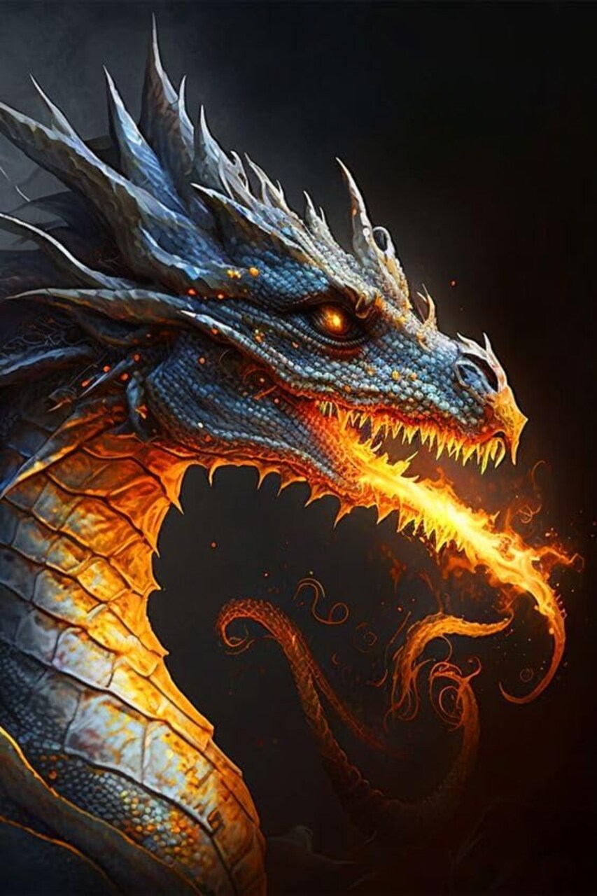 Dragon 5D Diamond Art Painting Kit for Adults, Round Full Drill Diamond Dots DIY Wall Decor 12 x 16inch